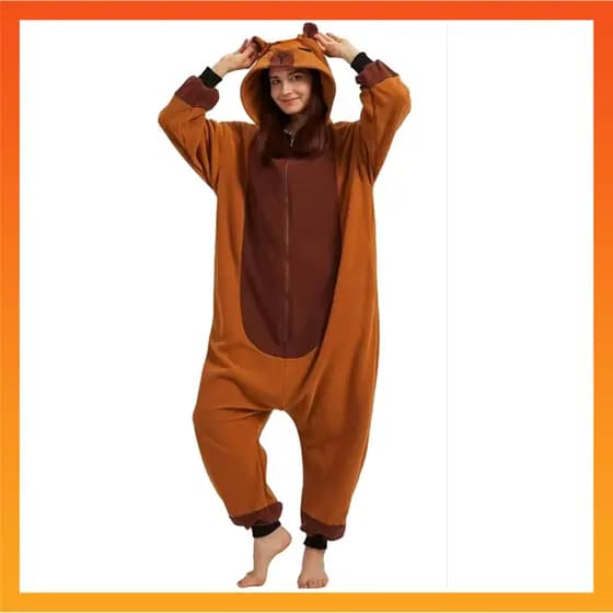 2025 Inverno Adultos Animal Capivara Minion Onesies Mulheres Homens Pijamas Terno Onepiece Halloween Natal Com Capuz Dos