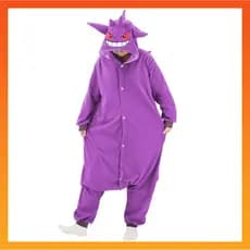 Novo Kigurumi Gengar Roxo Demônio Animal Pijamas Adultos Bonito Ponto Vaca Pikachu Totoro Dos Desenhos Animados Onesies