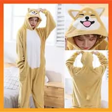 Kigurumi Shiba Inu Pijamas De Flanela Dos Desenhos Animados Mulheres Homens Ponto Pikachu Onesies Macacões Animais Cospl