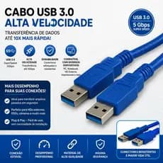 Cabo Usb 3.0 Macho Para Usb 3.0 Macho - 1.5 Metros
