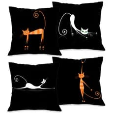 Kit com 4 Capas para Almofadas Decorativas Pet Cat Gato DCORALA.