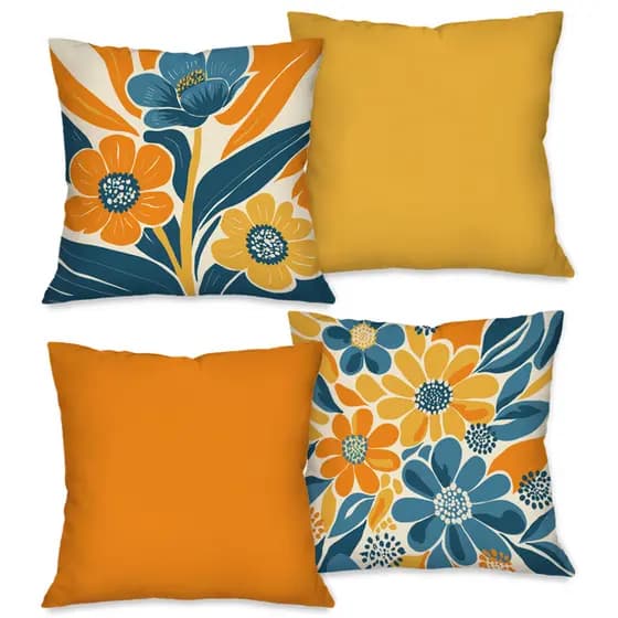 Kit: 4 Capas de Almofadas Decorativas 45x45 Flores