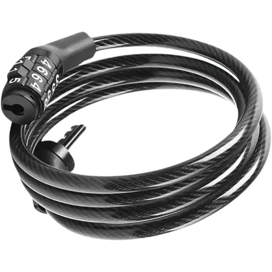 Cadeado De Segurança Bike Moto Estepe Cabo De Aço Trava Com Segredo Cor Preto 1 Metro x 8 mm
