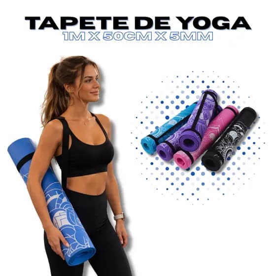 Tapete Yoga Pilates 1m x 50cm x 5mm Colchonete Academia  Ginástica Exercícios Fitness