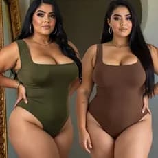 Kit 2 Body Blusa Regata Feminino Gola Quadrado  Alça Grossa Plus Size Tecido Suplex Casual Grande