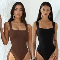 Body Regata Feminino Liso Suplex Forro Duplo Maiô Decote Gola Quadrado Estilo Sensual Moda Gringa