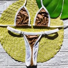 biquíni feminino fita bronze tecido poliamida premium