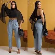 calça jeans mom feminina cintura alta denin vintage