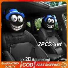 Fronha De Carro Estampada Com Rosto Sorridente , 2 Peças , Macia E Confortável , Decorativa , Assento Automático , Encos
