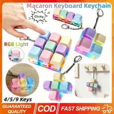 4/5/9 Teclas Teclado Para Alívio Do Estresse Chaveiro Macaron Keycap Com Luz RGB Brinquedo De Dedo DIY Descompressão Gad