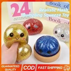 4 Pcs Glitter Dumpling Squishy Squeeze Toy Com Vaporizador De Bambu Recuperação Lenta Soft Pinch Stress Relief Toys TPR