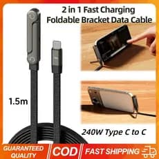 240W Suporte Dobrável De Carregamento Rápido Cabo De Dados 2-Em-1 Fio 1.5m Telefone Tablet Tipo-C Para