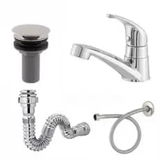 Combo Torneira Mono Up Cromada Lavatório + Engate 40cm + Sifão Cromado + Válvula Clic ABS – Kit Completo Banheiro