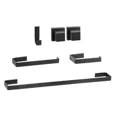 Kit Banheiro Quadrado 4 Peças + 2 Kits Acabamento Registro Quadrado Preto Metal – Estilo e Funcionalidade