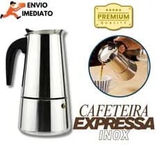 Maquina de Café Cafeteira Italiana Expresso e Moka em Inox 9 Xícaras