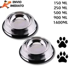 Comedouro e Bebedouro Vasilha Inox para Cães e Gatos - Resistente Mais Vendido - 150ml a 1400ml