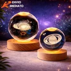 Luminária Decorativa Globo LED Lua Galáxia Sistema Solar Astronauta Bola De Cristal