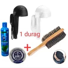 kit waves durag escova javali e shampoo,  bandanas dureg barbearia e cabeleleiro