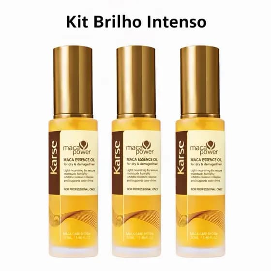 Kit 3 Óleos Capilares Karse Maca Power 50ml Brilho Intenso Finalizador