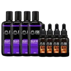 4 Balm Para Barba Atacado + 4 Óleo Para Barba Fox For Men ® Kit Cuidados com a Barba/Produtos Para Barbearia