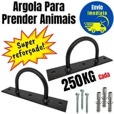 Suporte Argola Parede Prender Cavalo Cachorro Gado Animais 250kg