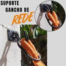 Par Gancho De Rede Reforçado 200kg De Parede Kit Completo