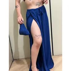 Calça Saida de Praia Presente VERÃO  Pantalona Fenda Cintura Lateral Moda Blogueira