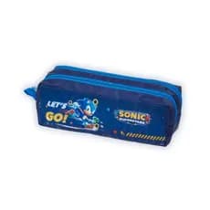 Estojo Duplo Retangular Casual Sonic Escola Infantil Meninos