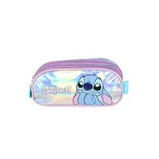 Estojo Triplo Stitch Holografico Disney Meninas Kids Escolar