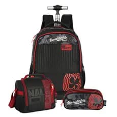 Kit Mochila De Rodinhas Enaldinho Lancheira E Estojo Triplo