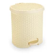 Lixeira Pedal Rattan 6 Lts Cozinha Banheiro Escritorio Bege