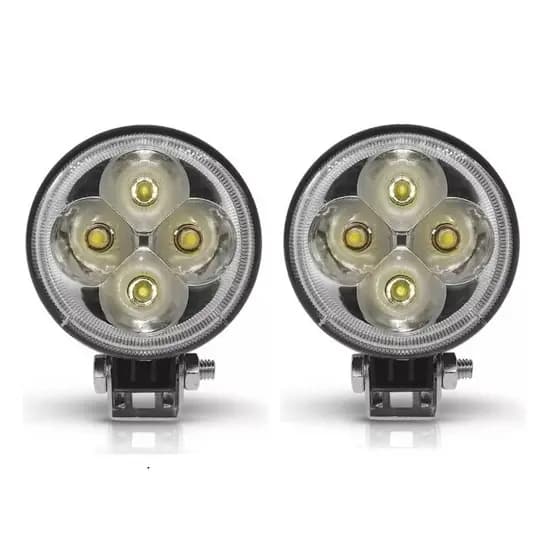 Par Farois de milha redondo 12w 4 leds Carro Caminhonete