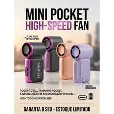Mini Ventilador Portátil USB Recarregável Silencioso Mesa ou Mão