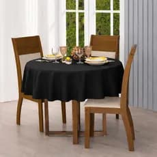 Toalha de Mesa Redonda Preto Liso Oxford – Acabamento Overloque Reforçado, Não Desfia