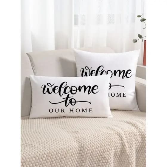 Kit 2 Almofadas Baguete SOFÁ Welcome To - Minimalista CHEIAS Welcome - Kit Almofada Decorativa para Sala ou Quarto