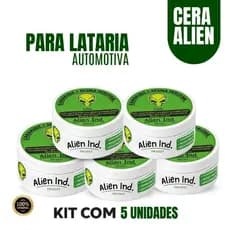 Kit 05 Cera Automotiva Alien Ind Carnaúba Lataria Polimento Tira Riscos Queimado Repele Água