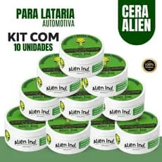 Kit 10 Cera Automotiva Alien Ind Carnaúba Lataria Polimento Tira Riscos Queimado Repele Água Brilho
