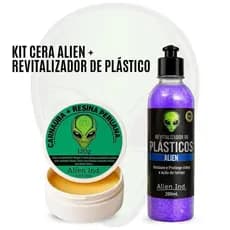 Kit Cera Alien + Revitalizador de Plásticos Cremoso Alien Ressecado Queimado Riscos Automotivo