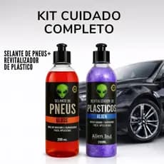 Kit Selante De Pneus Gloss + Revitalizador De Plásticos Alien Ind Restaura Hidrata Não Sai Com Água