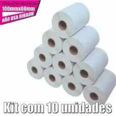 10 Rolos Etiqueta 100x60 Térmica Zebra Argox Elgin Branco