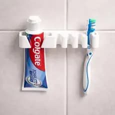 Porta Escovas e Pasta de Dente Sem Furo Organizador Parede Banheiro Compacto Fácil Instalação