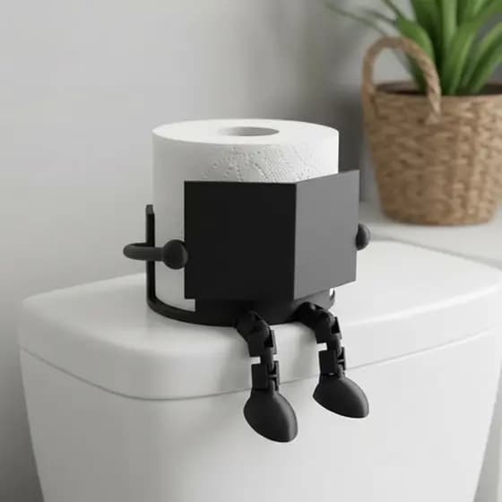 Suporte Papel Higiênico Articulado Boneco Sentado Divertido Moderno Decoração Criativa Banheiro