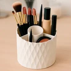 Porta Maquiagem Decorativo 3D Organizador de Pincéis Batons e Cosméticos Moderno uso em penteadeira