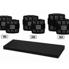 KIT CANELEIRA DE PESO 1KG 2KG 3KG (PAR) + COLCHONETE PRETO | AJUSTÁVEL COM VELCRO | TREINO  EM CASA OU ACADEMIA Desconto