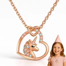 Colar Infantil Feminino de Unicórnio com Pingente em Aço Inoxidável - Antialérgico, Presente para Meninas, Ajustável