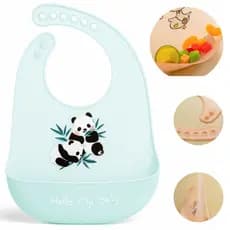 Babador De Silicone Impermeável Com Bolso Coletor, Pega Migalha, Para Bebê Leve E Prático