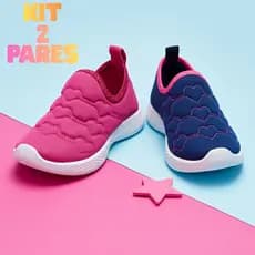 Kit 2 Tênis Infantil Menina Calce Fácil Slip On Confortável Macio e Leve