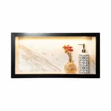 Nicho Banheiro em Porcelanato Mod Dourado com Branco 30x60 com F LED - bordas em alumínio