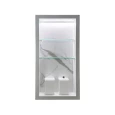 Nicho Banheiro em Porcelanato Mod Cinza com Branco 60x30 com Prateleira e F LED - bordas em alumínio