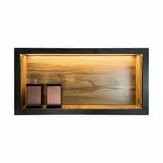 Nicho Banheiro em Porcelanato/Cerâmica Mod Madeira Fosca 30x60 Com F LED - bordas em alumínio
